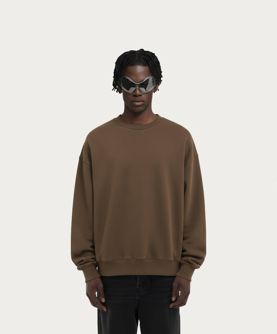 OVERSIZED MOCHA BROWN CREWNECK