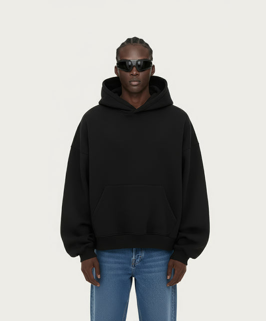 OVERSIZED SOLID BLACK HOODIE