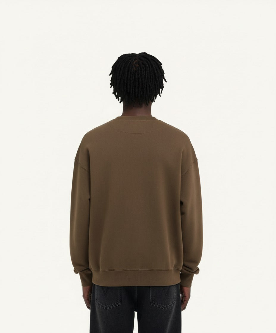 OVERSIZED MOCHA BROWN CREWNECK