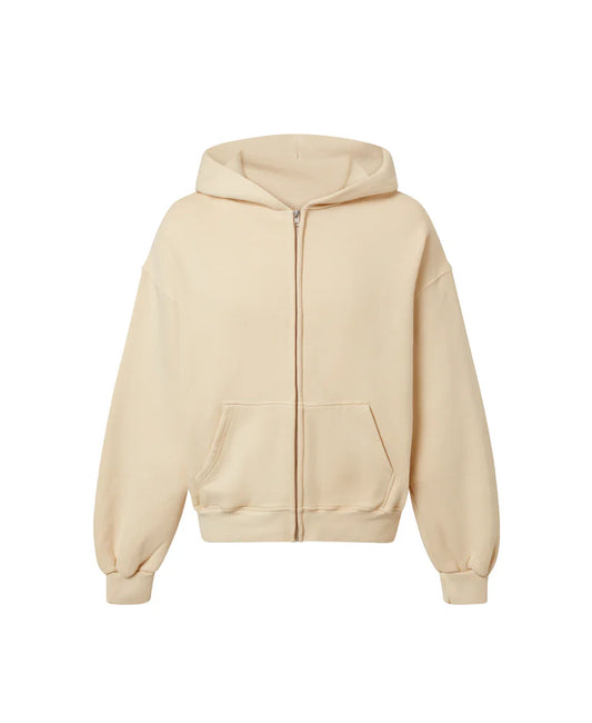 OVERSIZED VANILLA CREAM ZIPPER HOODIE