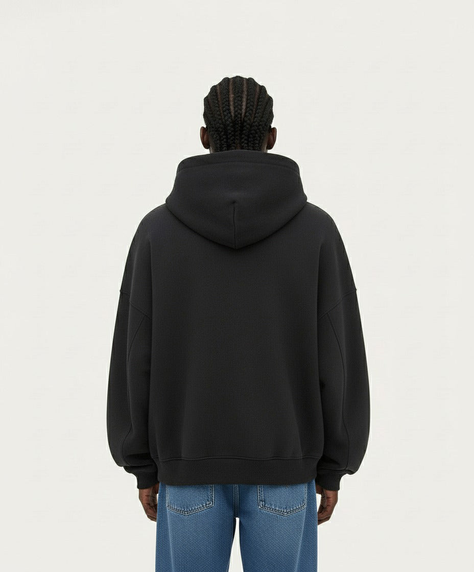 OVERSIZED SOLID BLACK HOODIE