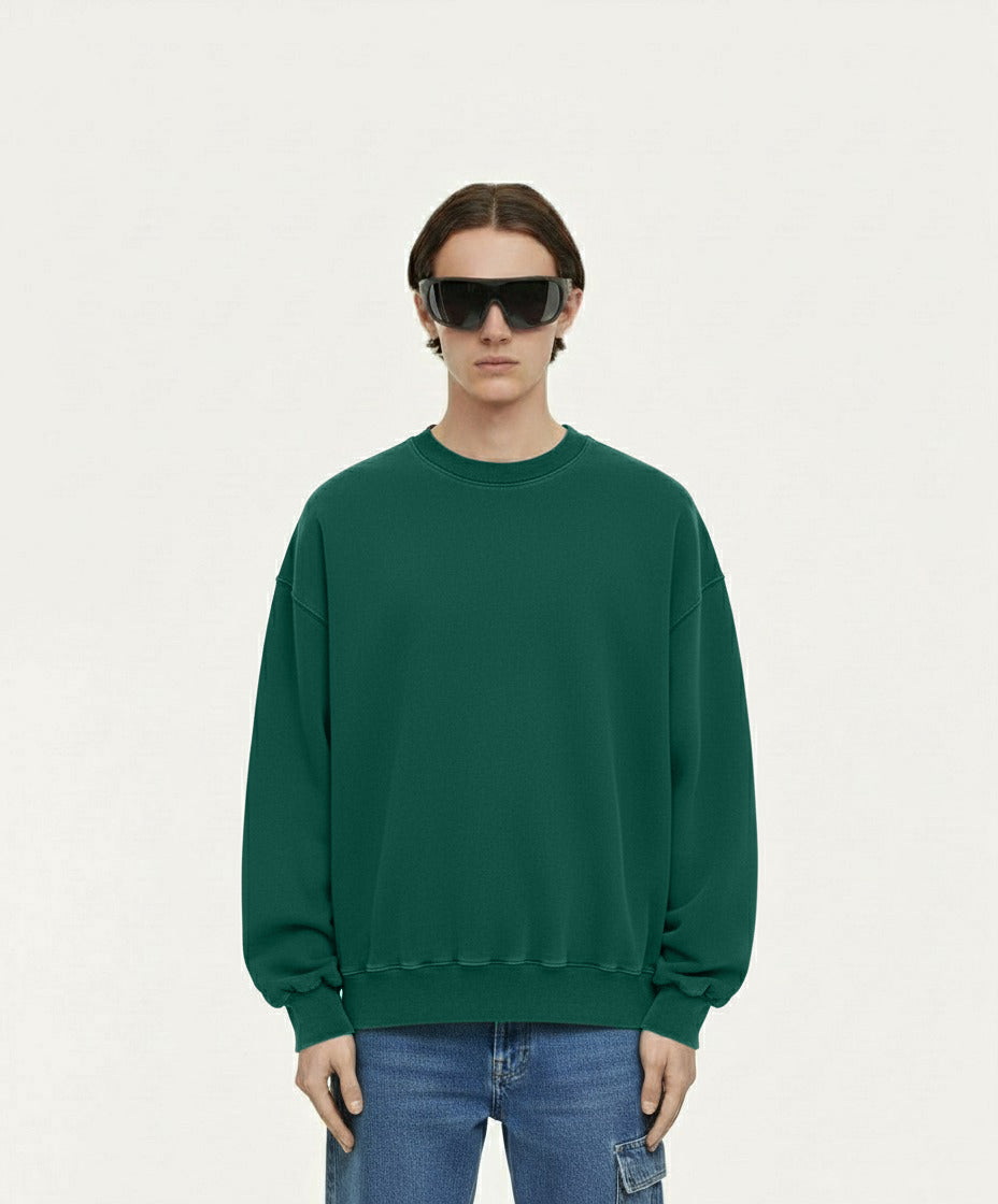 OVERSIZED OXFORD GREEN CREWNECK