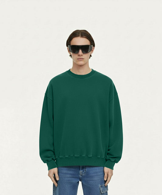 OVERSIZED OXFORD GREEN CREWNECK