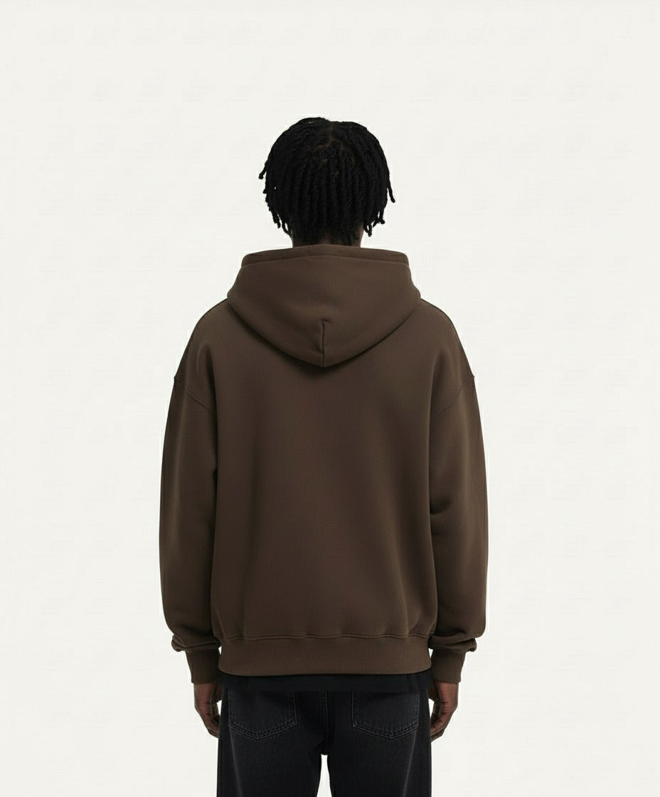 OVERSIZED DARK CHOCOLATE ZIPPER HOODIE