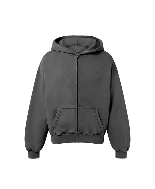 OVERSIZED ANTHRACITE ZIPPER HOODIE