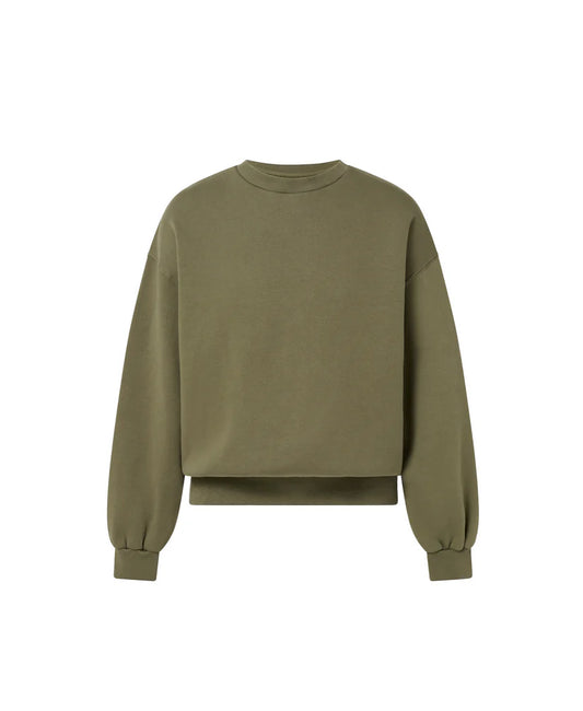 OVERSIZED ARMY OLIVE CREWNECK