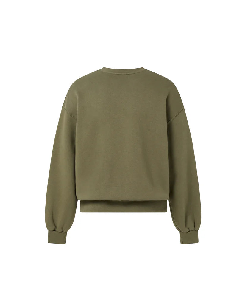 OVERSIZED ARMY OLIVE CREWNECK