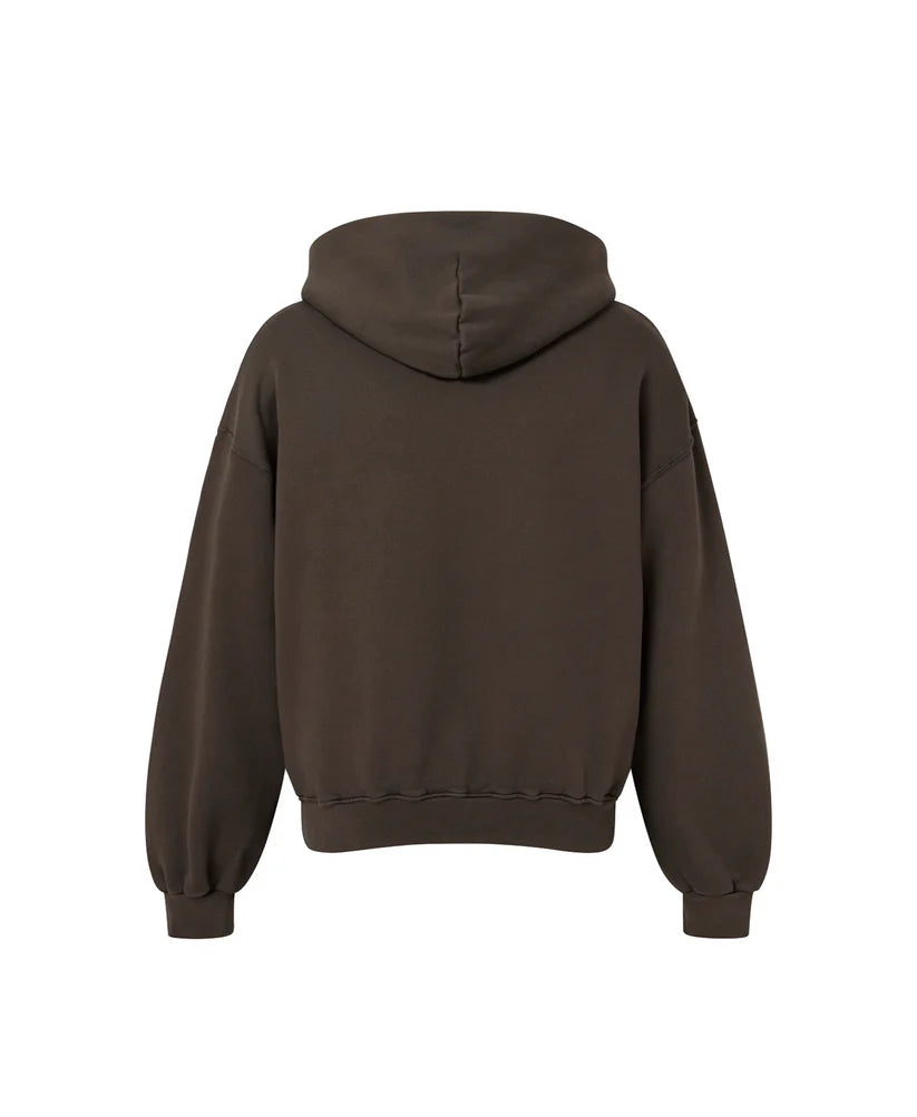 OVERSIZED DARK CHOCOLATE ZIPPER HOODIE