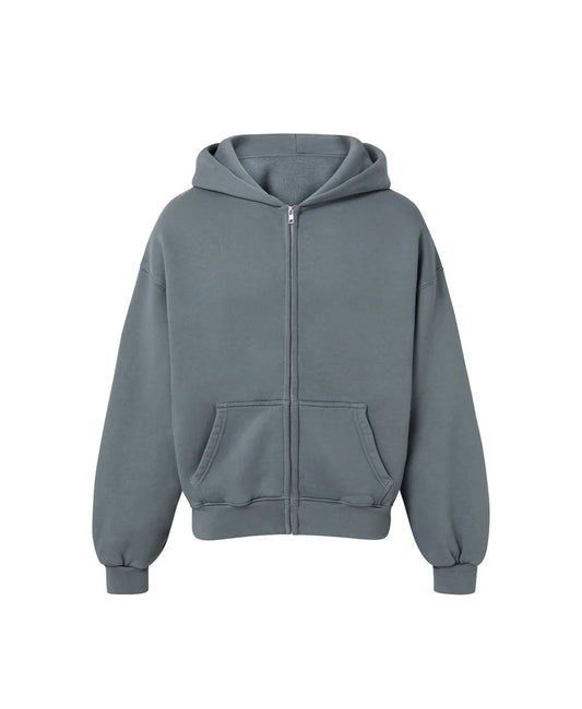 OVERSIZED IRON GRAY ZIPPER HOODIE