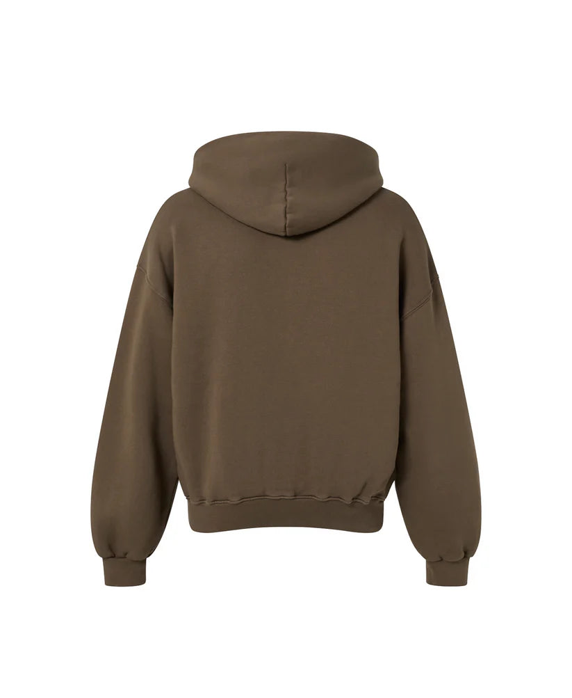 OVERSIZED MOCHA BROWN ZIPPER HOODIE