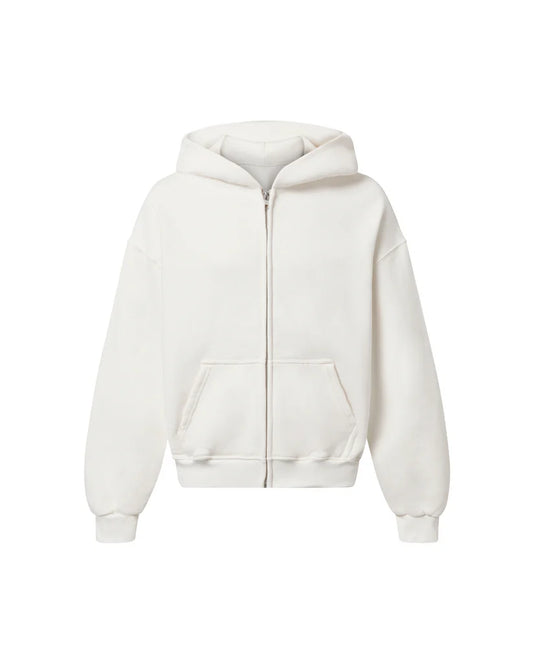 OVERSIZED OFF WHITE ZIPPER HOODIE
