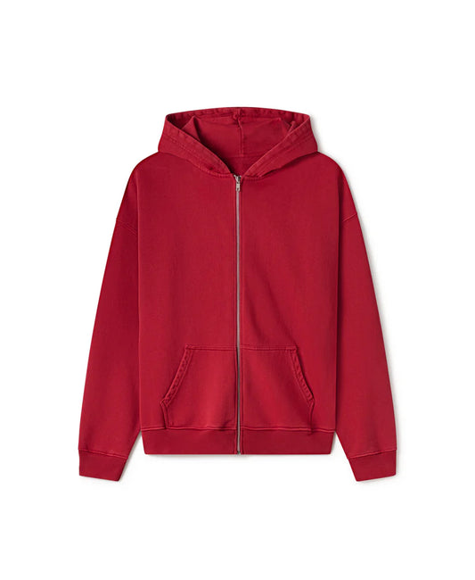REGULAR SCARLET RED ZIPPER HOODIE