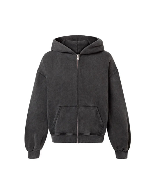 OVERSIZED VINTAGE BLACK ZIPPER HOODIE