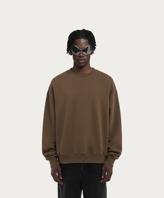 OVERSIZED MOCHA BROWN CREWNECK