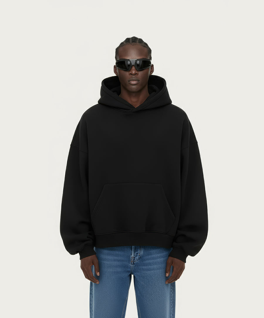 OVERSIZED SOLID BLACK HOODIE
