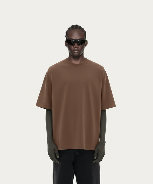 OVERSIZED MOCHA BROWN T-SHIRT