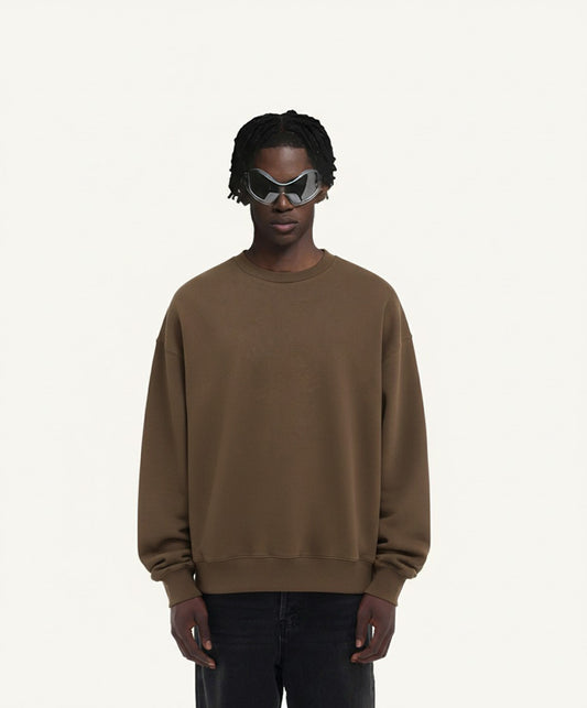 OVERSIZED MOCHA BROWN CREWNECK