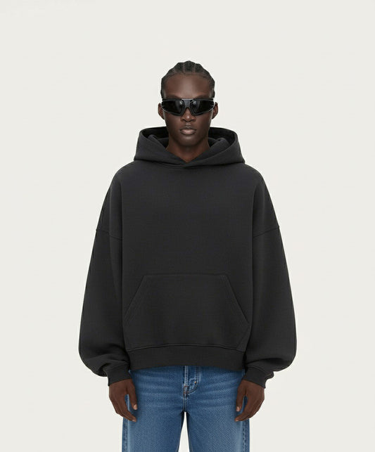 OVERSIZED SOLID BLACK HOODIE